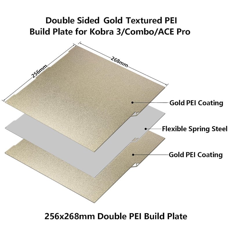 LANKEGU Kobra 3 PEI Build Plate, 256x268mm Double Side Textured PEI Print Bed Platform for Anycubic Kobra 3, Kobra 3 Combo 3D Printer - Image 2